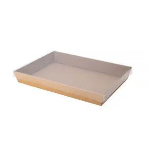 10pk Medium Brown Grazing Box with Clear PET Lid 360x255x50mm