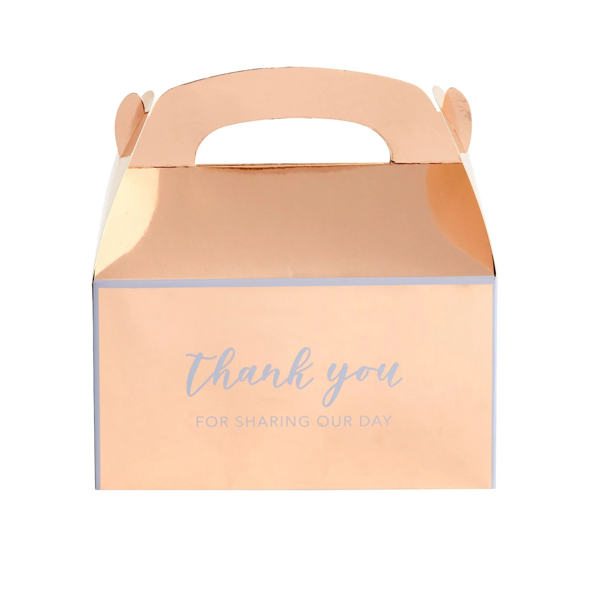 24-Pack 6.3x3.5x3.5-Inch Rose Gold Party Favor Gable Boxes, Thank You Gift Boxes for Birthday, Wedding, and Baby Shower Celebrations
