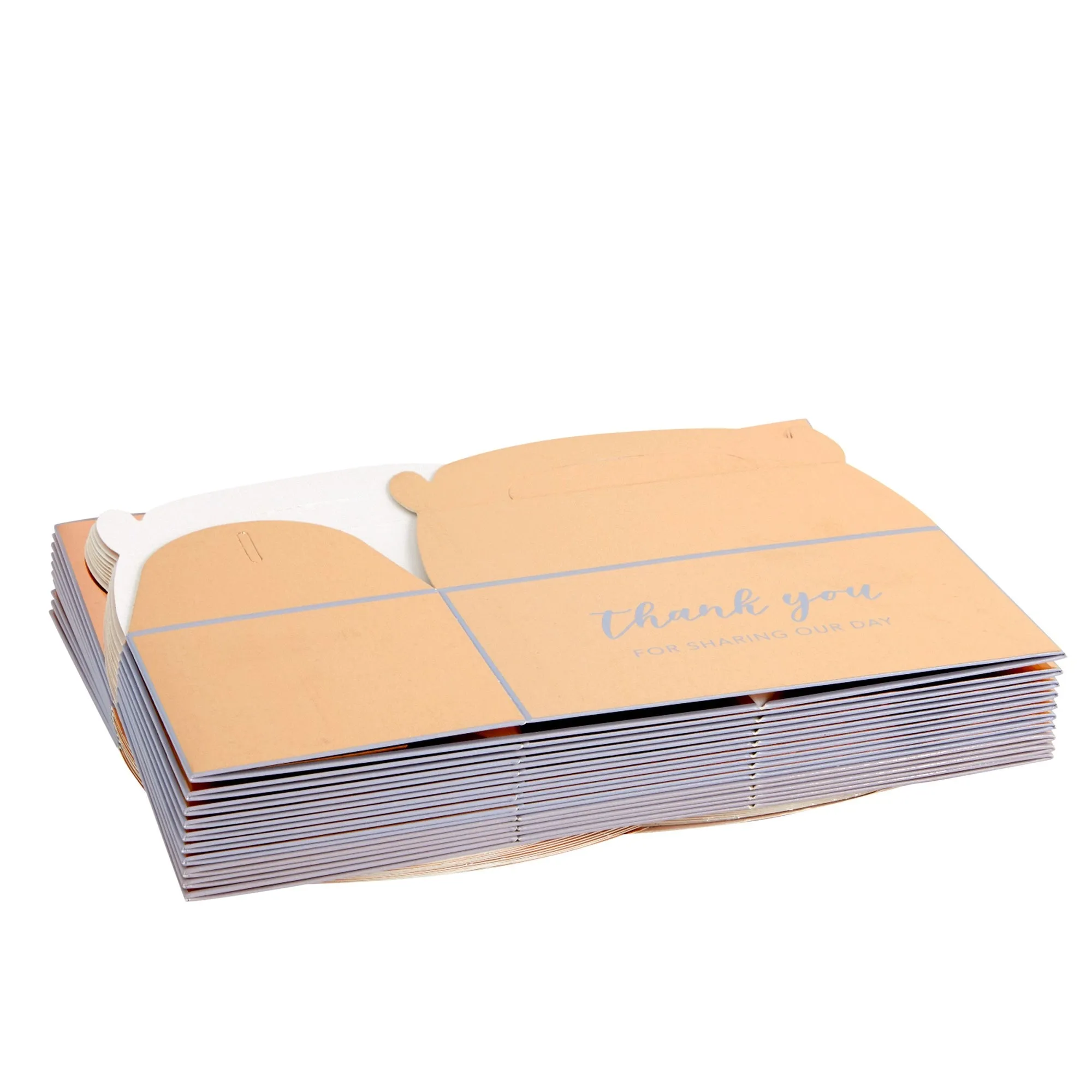 24-Pack 6.3x3.5x3.5-Inch Rose Gold Party Favor Gable Boxes, Thank You Gift Boxes for Birthday, Wedding, and Baby Shower Celebrations