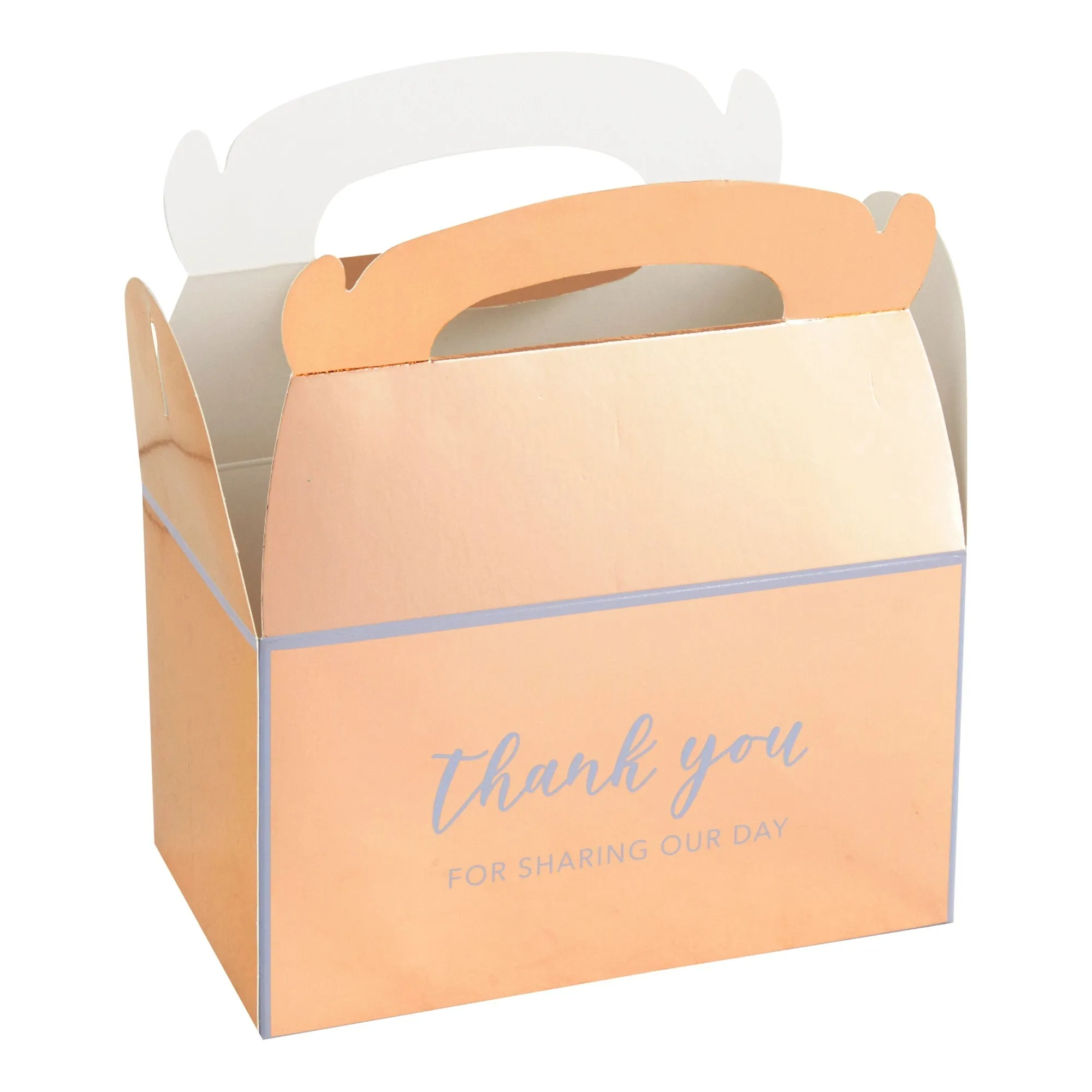 24-Pack 6.3x3.5x3.5-Inch Rose Gold Party Favor Gable Boxes, Thank You Gift Boxes for Birthday, Wedding, and Baby Shower Celebrations