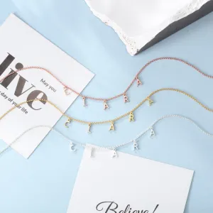 925 Sterling Silver 1-5 Initials Name Necklace with 14K Gold plating