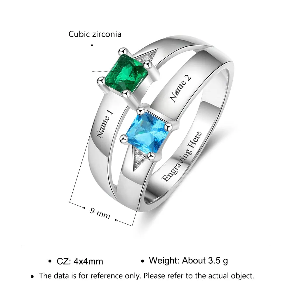 .925 Sterling Silver Infinity Birthstone and Names Rings