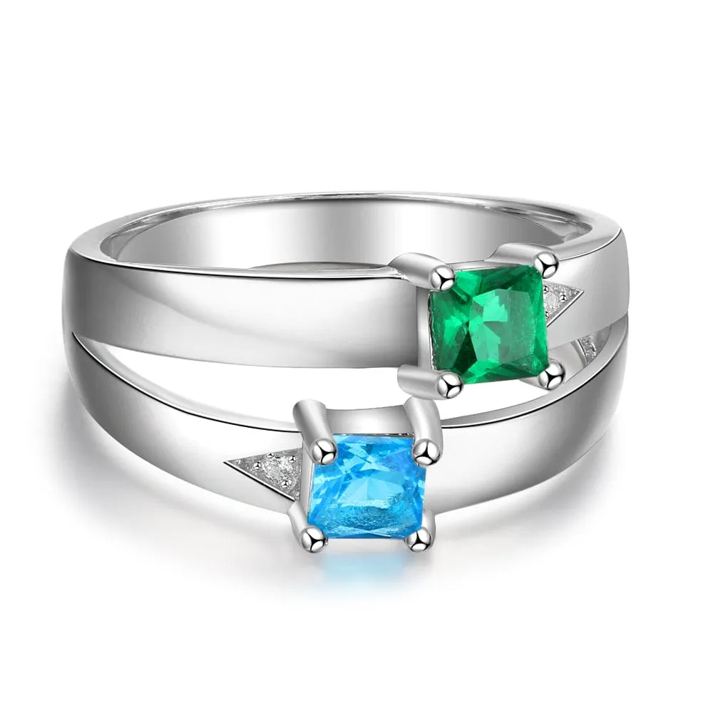 .925 Sterling Silver Infinity Birthstone and Names Rings