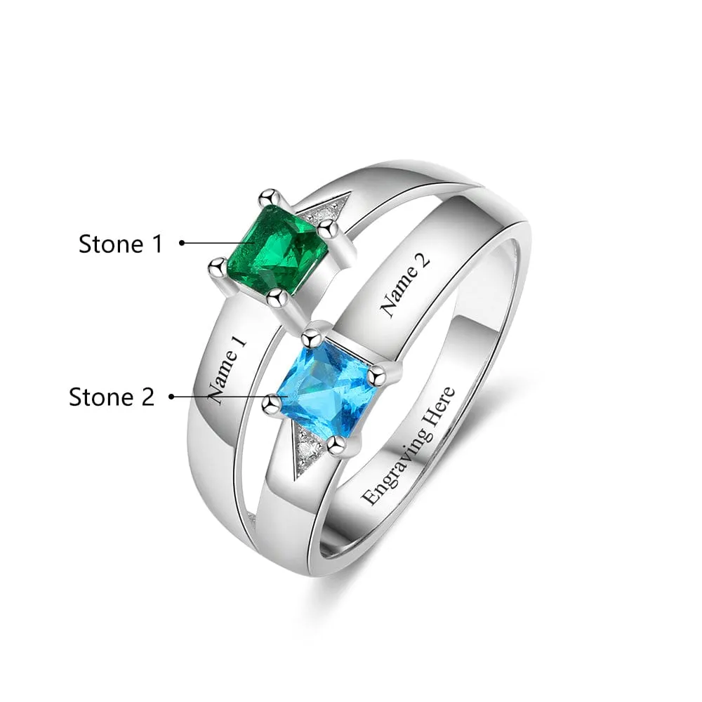 .925 Sterling Silver Infinity Birthstone and Names Rings