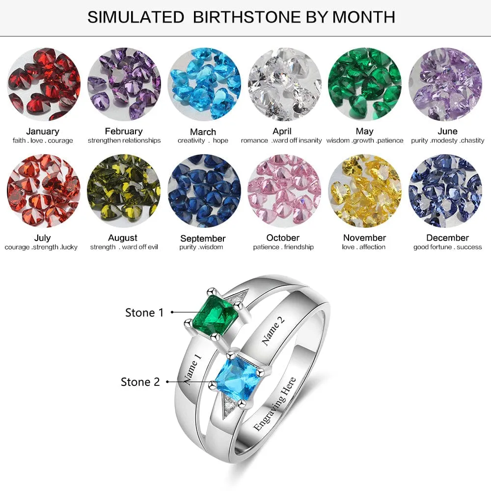 .925 Sterling Silver Infinity Birthstone and Names Rings
