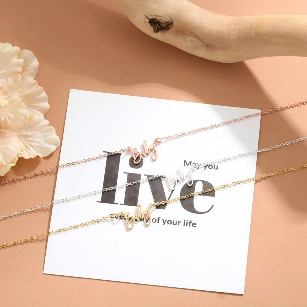 .925 Sterling Silver Script Name Necklace