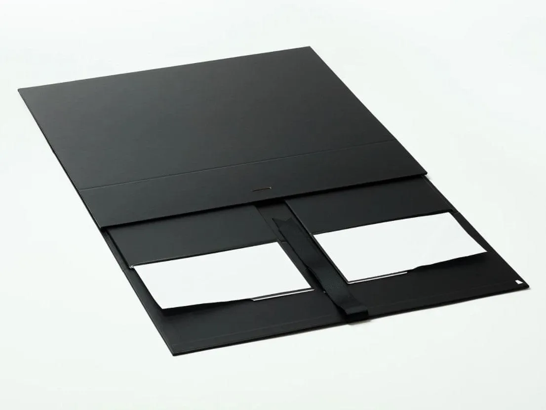 A3 Deep Black Luxury Gift box with magnetic closure, and choice of ribbon (Pack of 12)