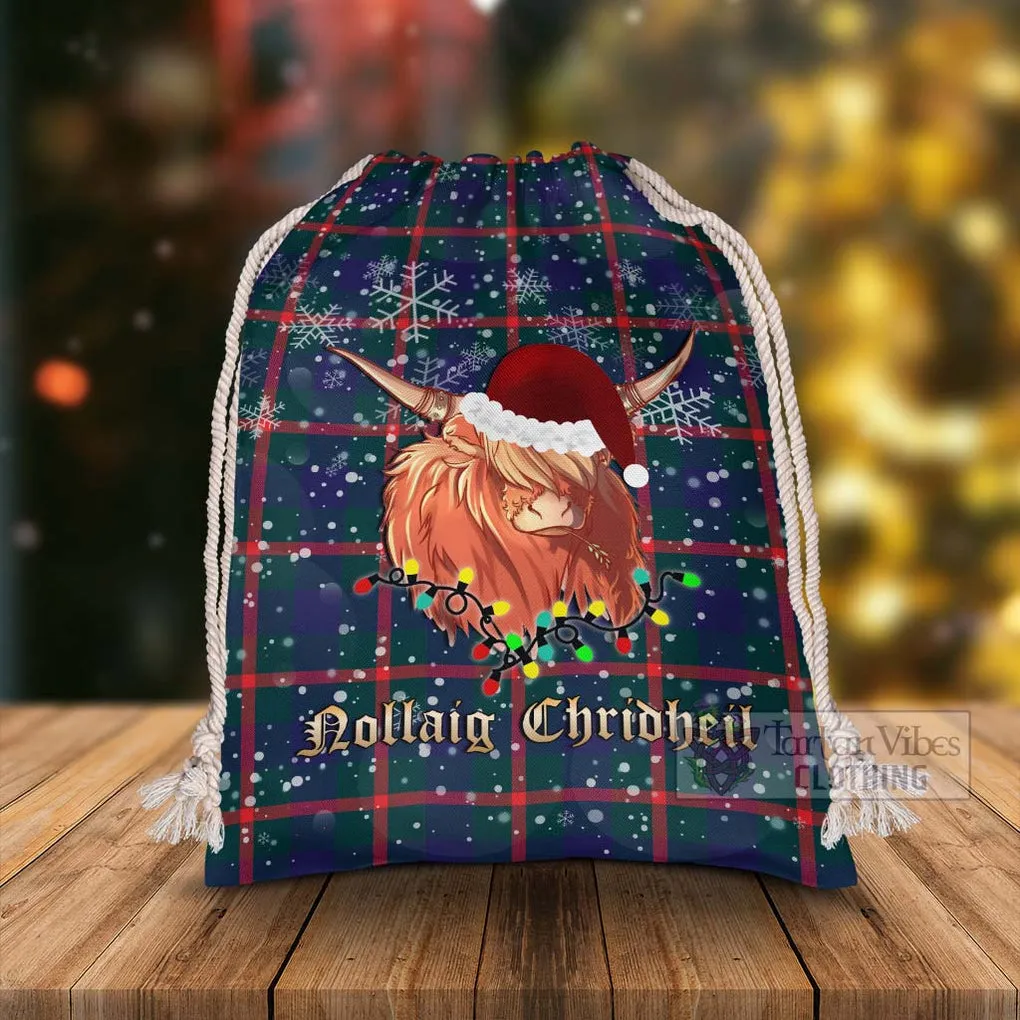 Agnew Tartan Christmas Santa's Bag with Highland Cow