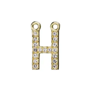 Alphabet Pendant, Letter 'H' with 2 Rings 12.5mm, Gold Finish (1 Piece)