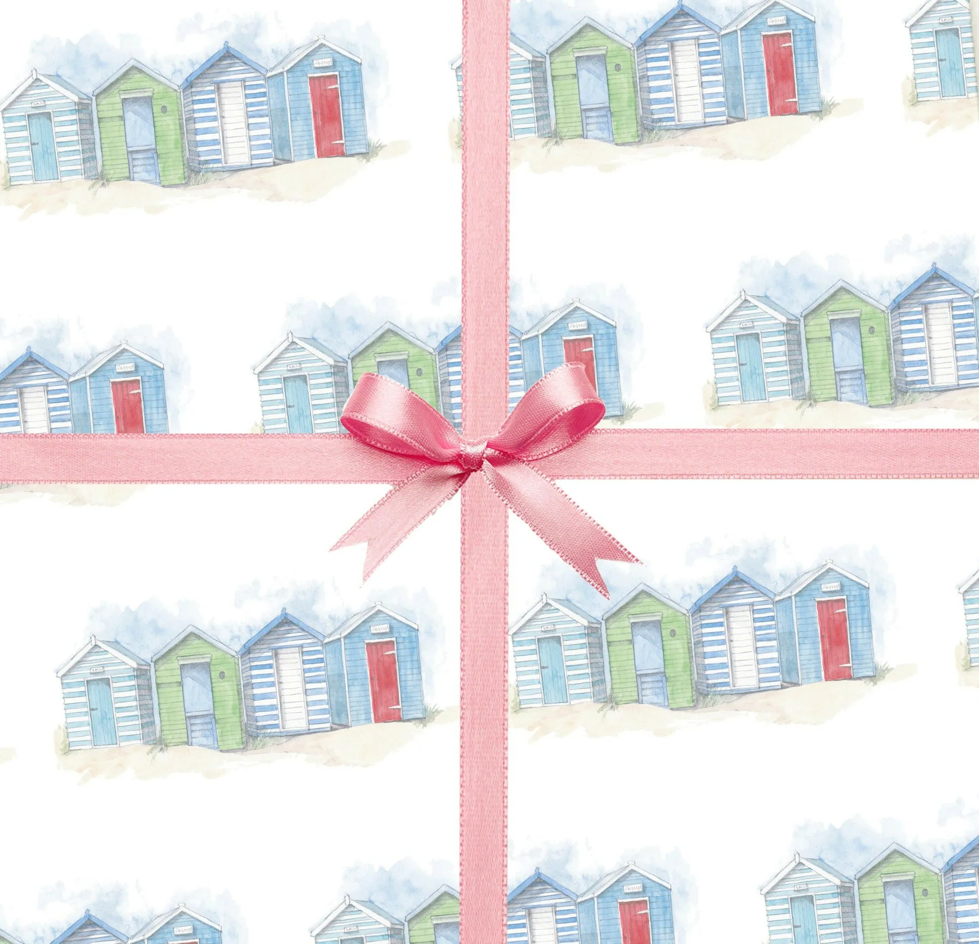 Beach Hut Gift Wrapping Gift Wrap and Tag Pack