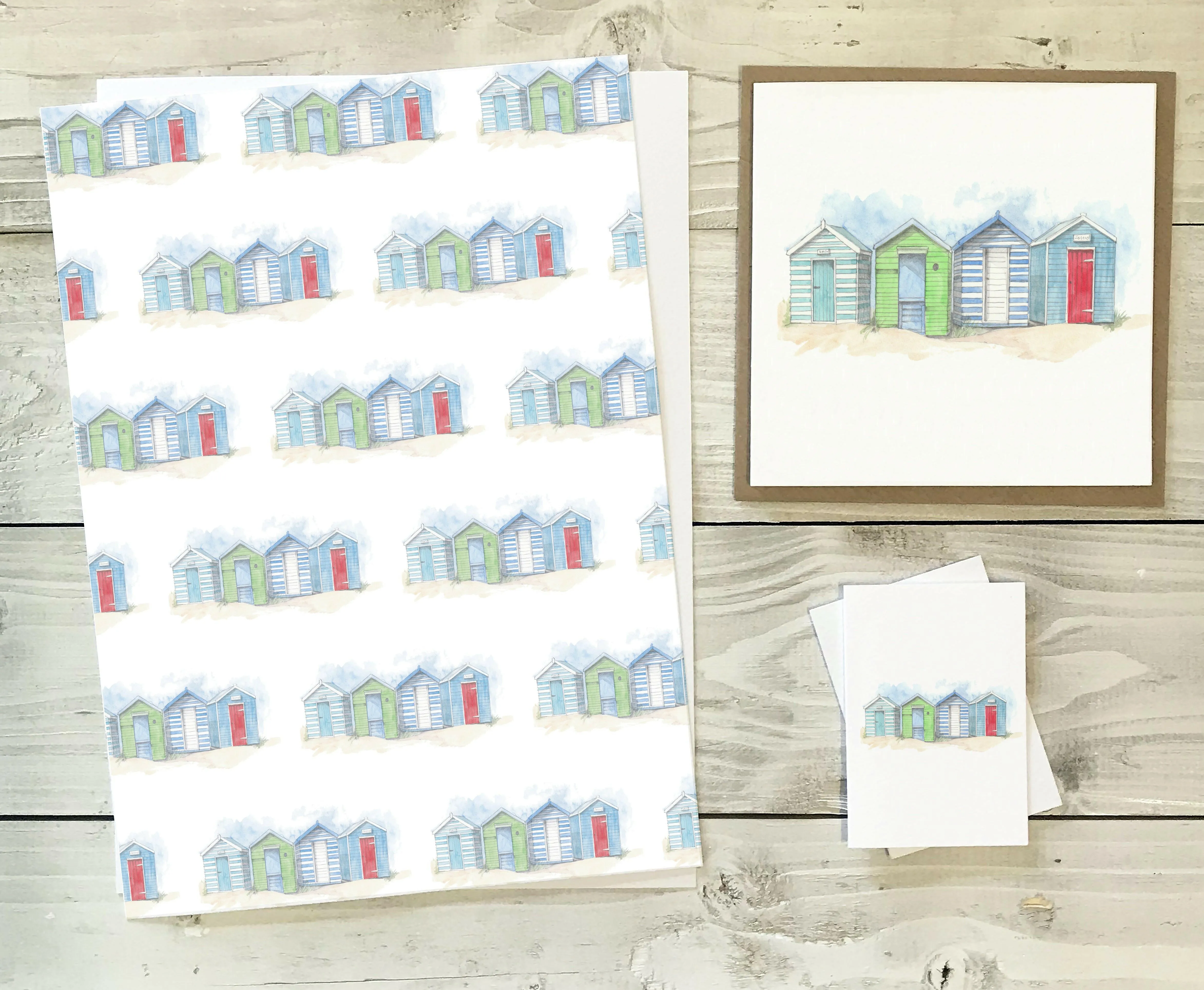 Beach Hut Gift Wrapping Gift Wrap and Tag Pack