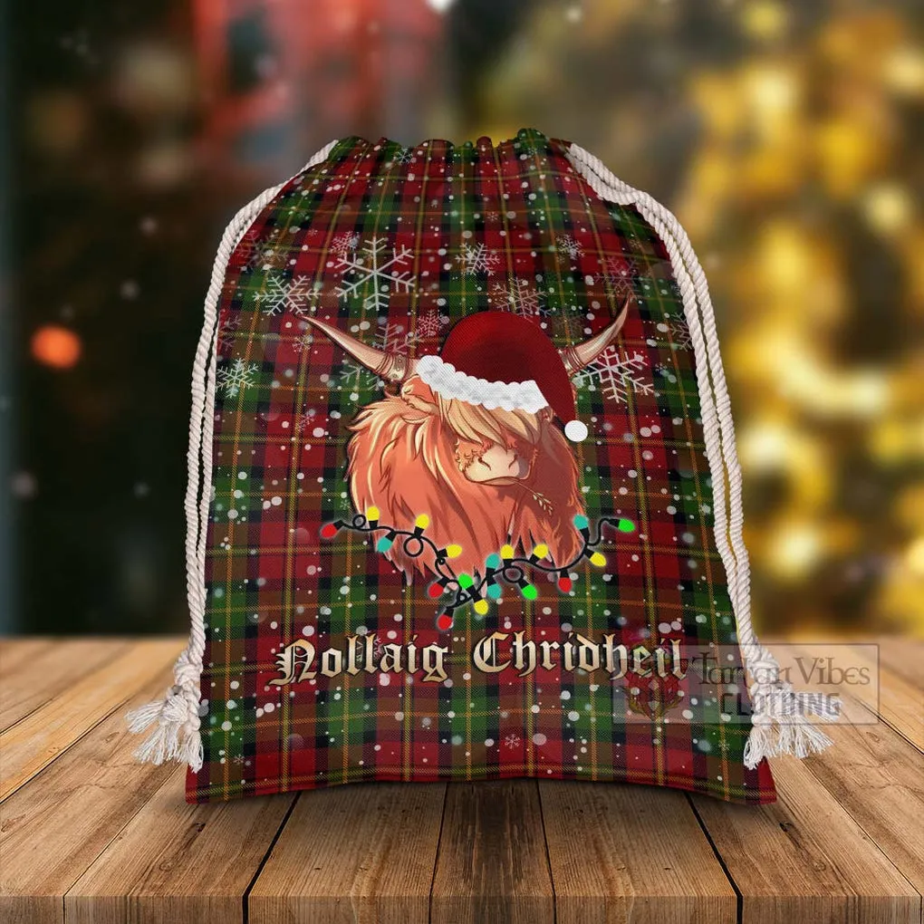 Blackstock Tartan Christmas Santa's Bag with Highland Cow
