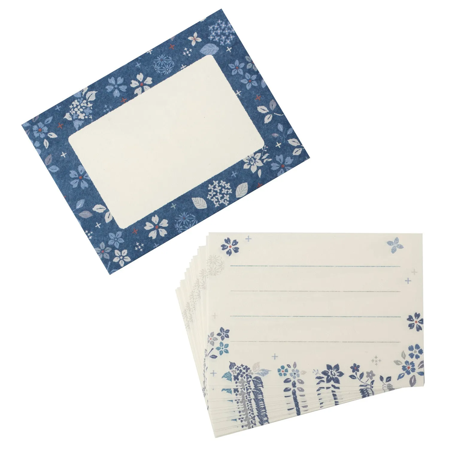 Blue Floral Japanese Mini Letter Set