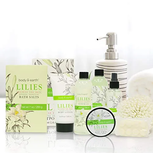 Body and Earth Spa Basket Bath Gifts Set for Her 10 Pieces