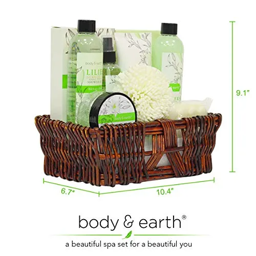 Body and Earth Spa Basket Bath Gifts Set for Her 10 Pieces