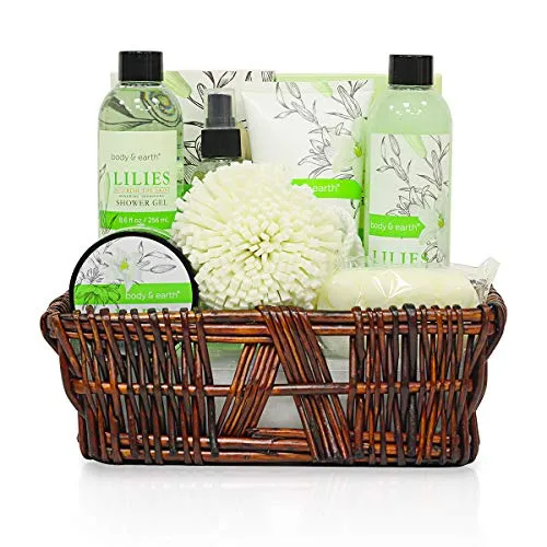 Body and Earth Spa Basket Bath Gifts Set for Her 10 Pieces