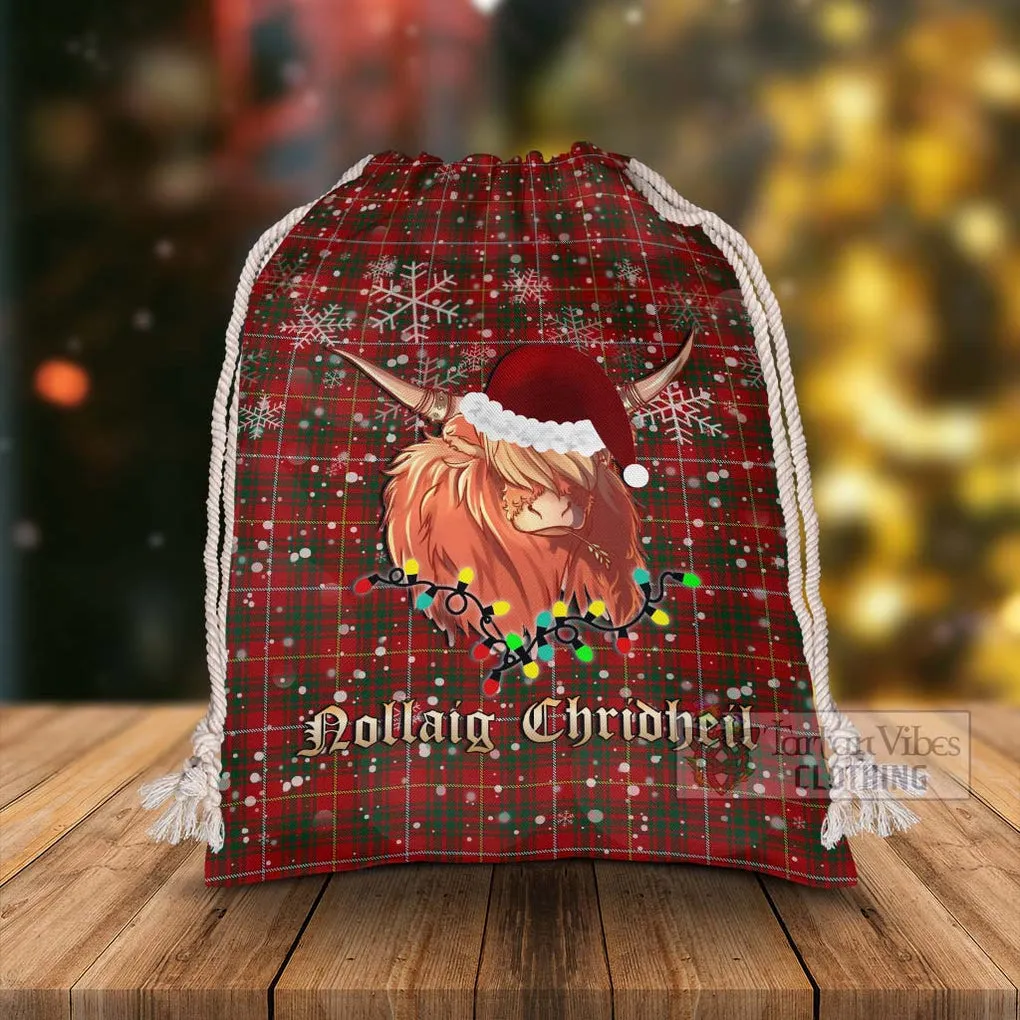 Bruce Tartan Christmas Santa's Bag with Highland Cow