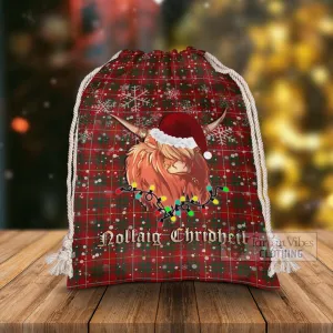 Bruce Tartan Christmas Santa's Bag with Highland Cow