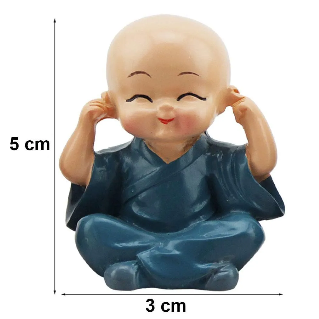 Buddha Monk Set of 4 Statue Figurines Home Decor Items, Decorative Items for Home,Showpiece Cute Mini Idol for Car Dashboard Table Top Decoration item Living Bedroom Office Gift