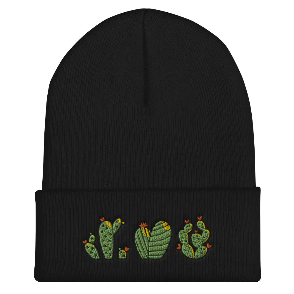 Cactus Trio Embroidered Cuffed Beanie