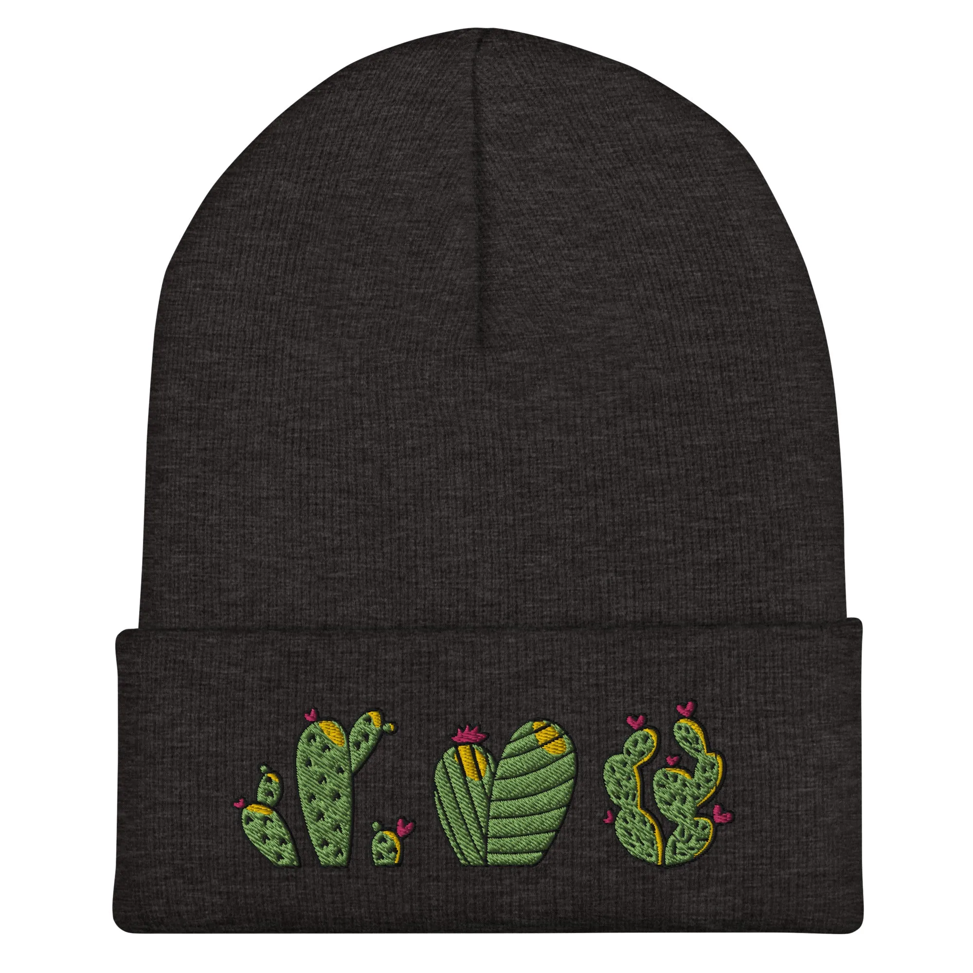 Cactus Trio Embroidered Cuffed Beanie