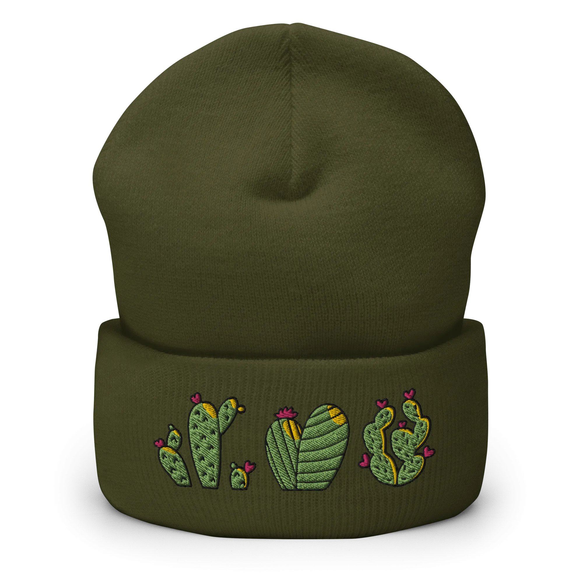 Cactus Trio Embroidered Cuffed Beanie