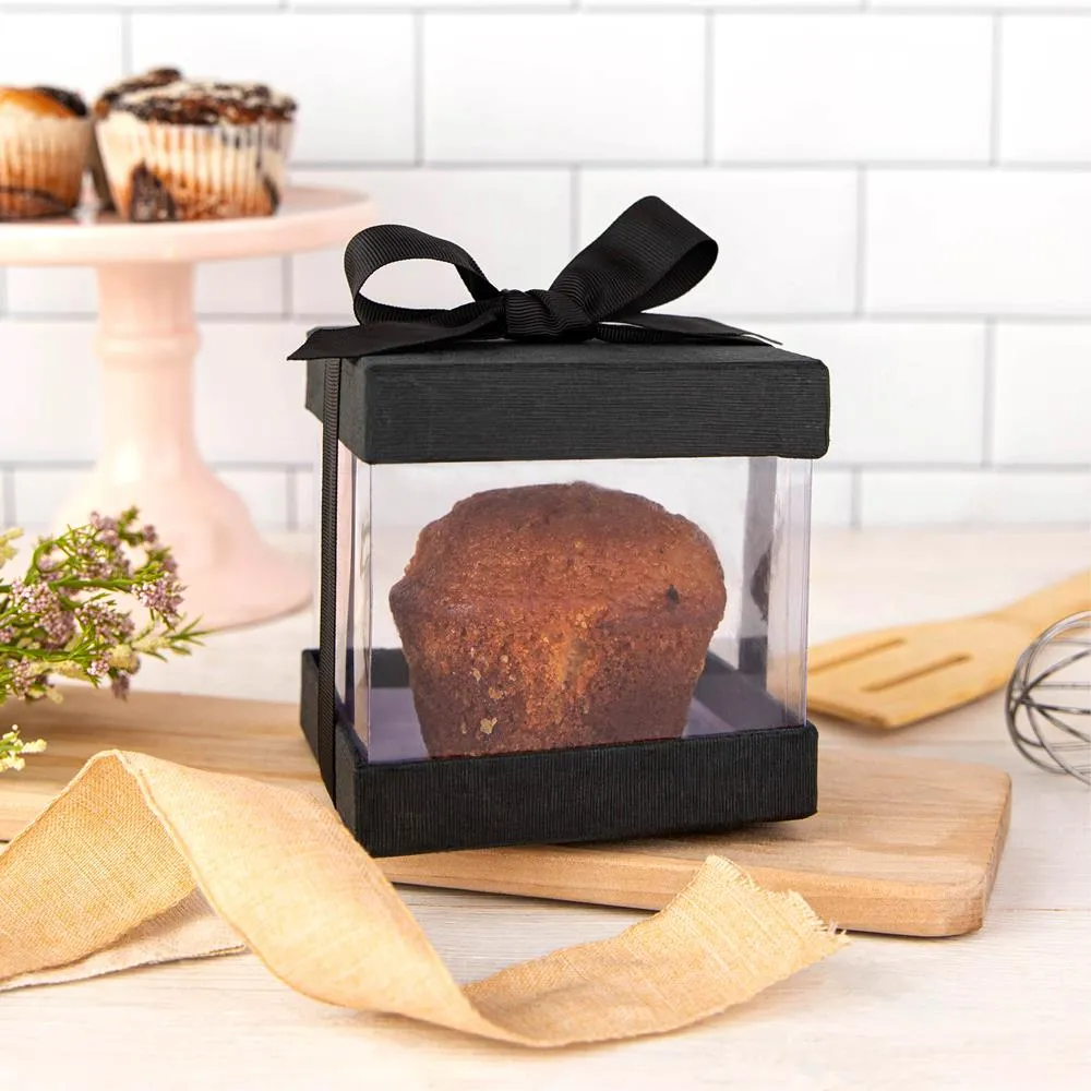 Clear Plastic Gift Boxes Black 4x4x4" Event Party Favor 12 Pack