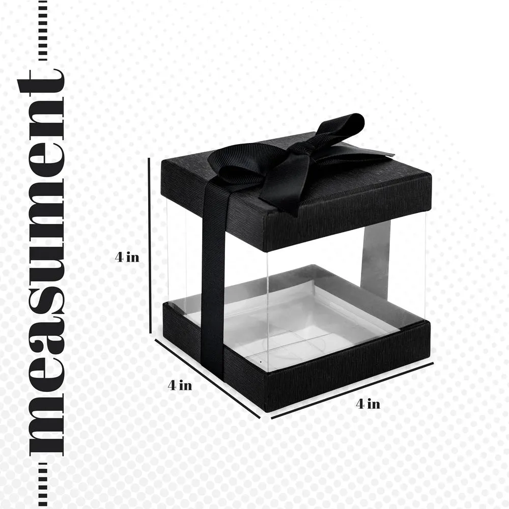 Clear Plastic Gift Boxes Black 4x4x4" Event Party Favor 12 Pack