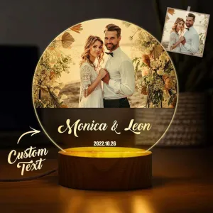 Custom Personalized with Your Photo Light with Wood Base