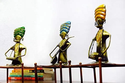 DECORE BASKET Mooch Sitting Musicians Set of 3 Table Decor (07 * 4.5 * 12 in)