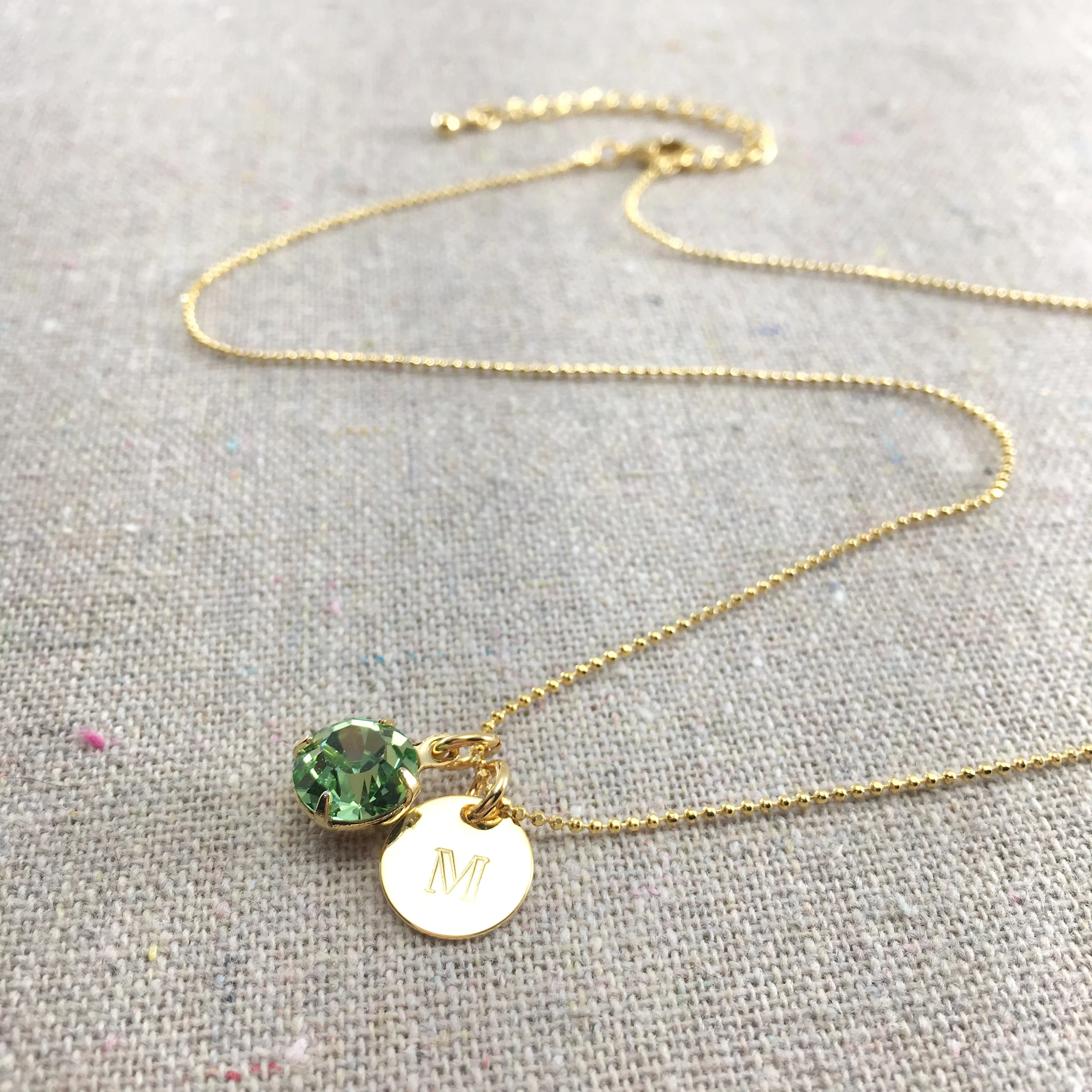Diamante Birthstone Initial Necklace