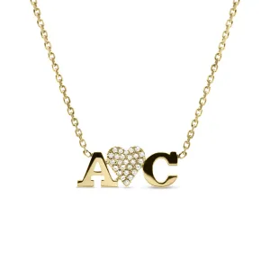 Diamond Initials Love Pendant Necklace