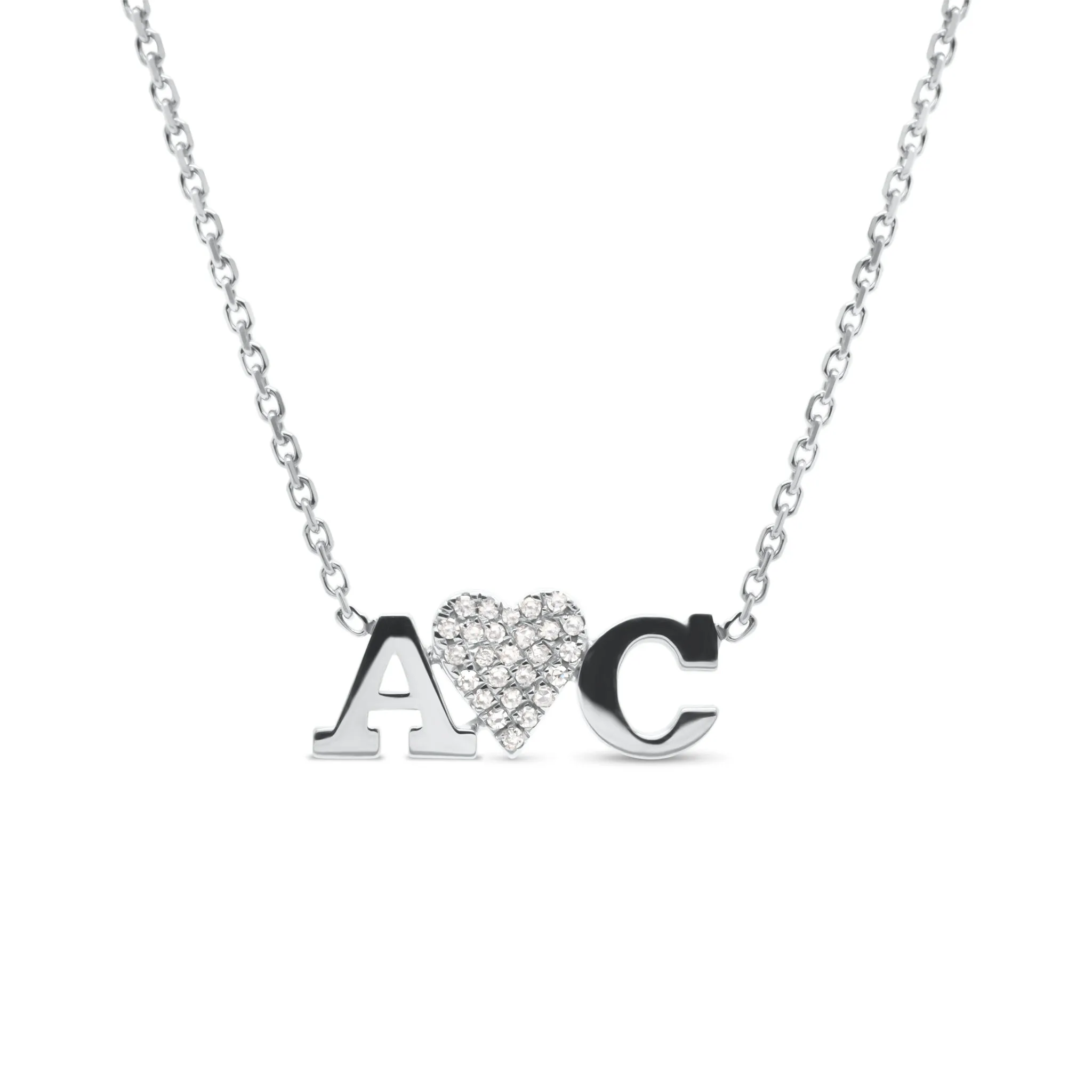 Diamond Initials Love Pendant Necklace