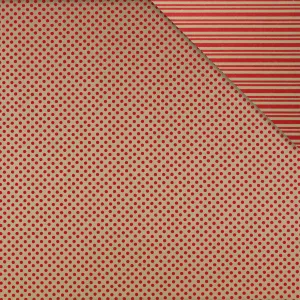 Gift Wrap Sheets - Eco-Spot Stripe Red on Kraft (Pack of 25 sheets)