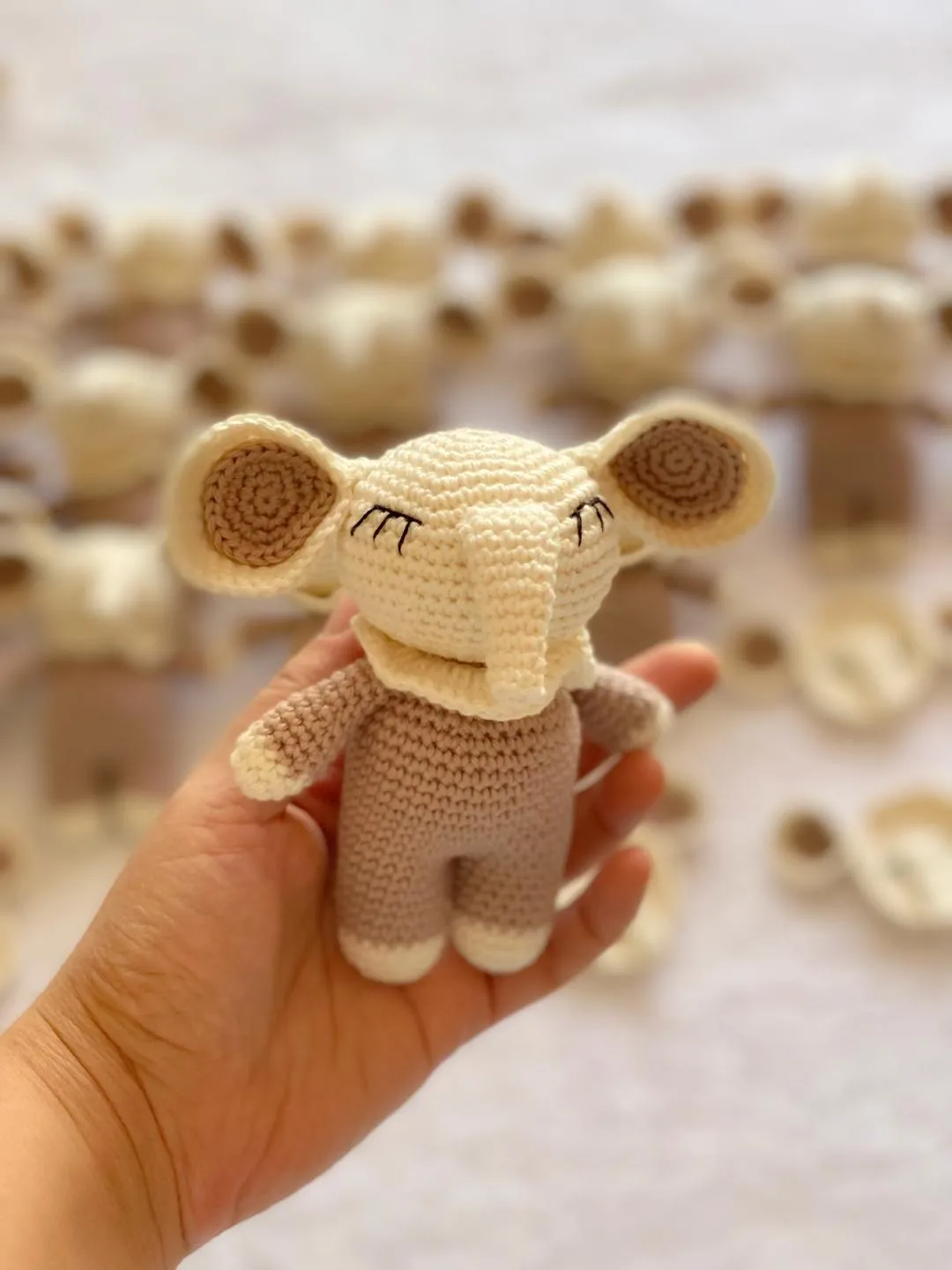 Hand made Organic Crochet Elephant Baby Toy