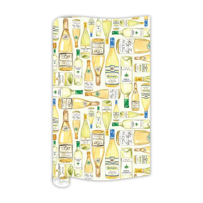 Handpainted White Wine Bottles Wrapping Paper