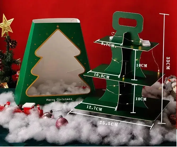 High Tea Christmas Tree Red & Green cup cake tower gift box x 2pk