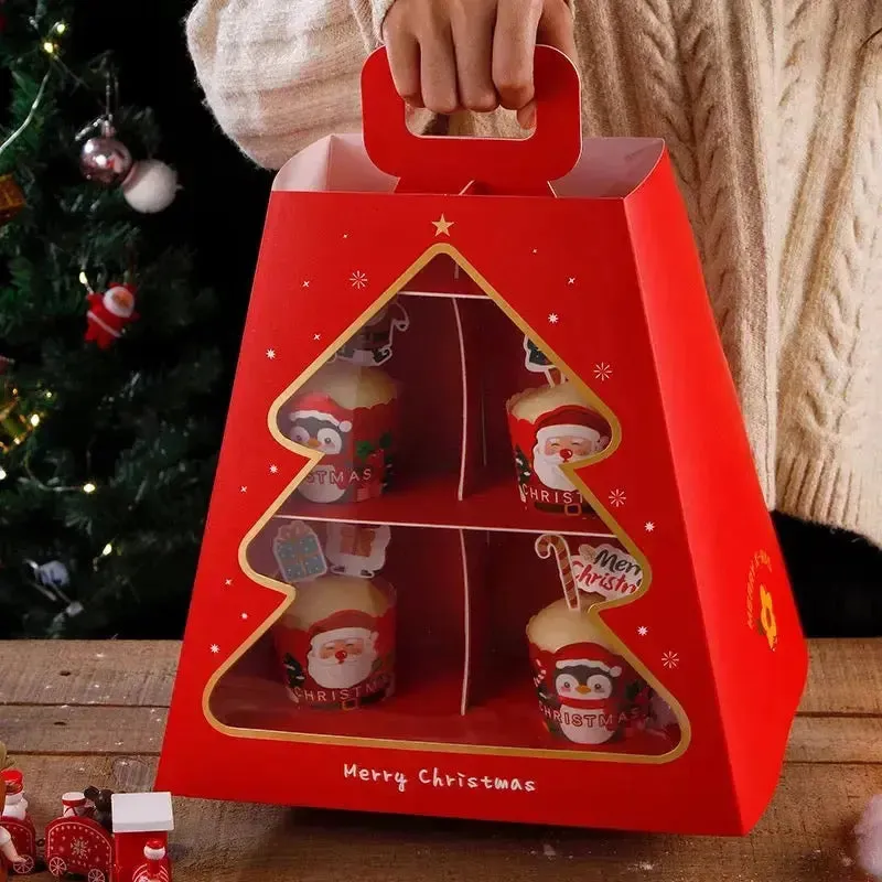 High Tea Christmas Tree Red & Green cup cake tower gift box x 2pk