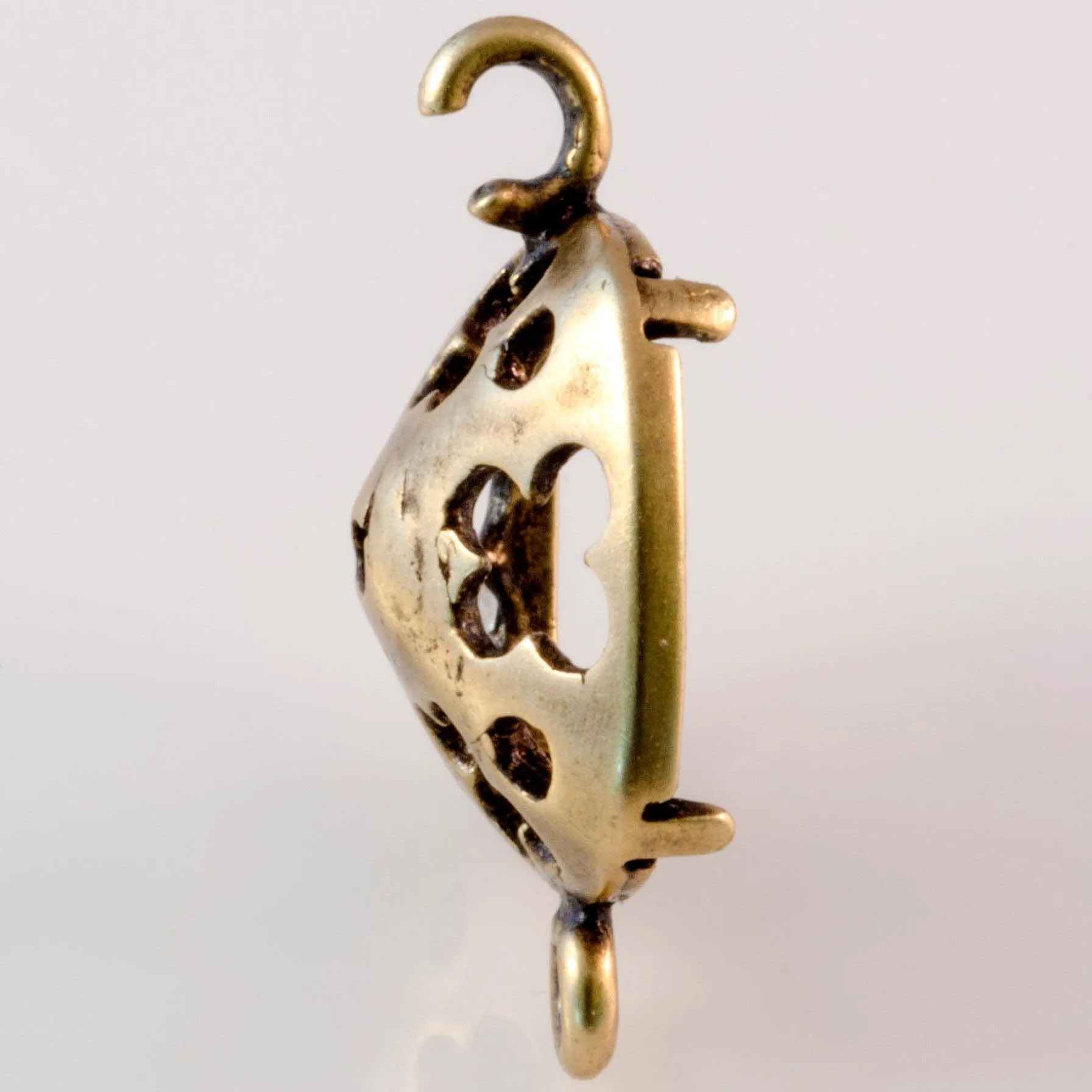 JBB Antiqued Brass Plated 2-Loop Bezel Setting for 10mm 4470 Cushion Square Stone (1 Piece)