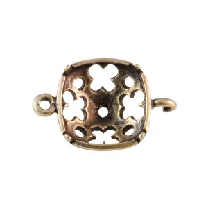 JBB Antiqued Brass Plated 2-Loop Bezel Setting for 10mm 4470 Cushion Square Stone (1 Piece)