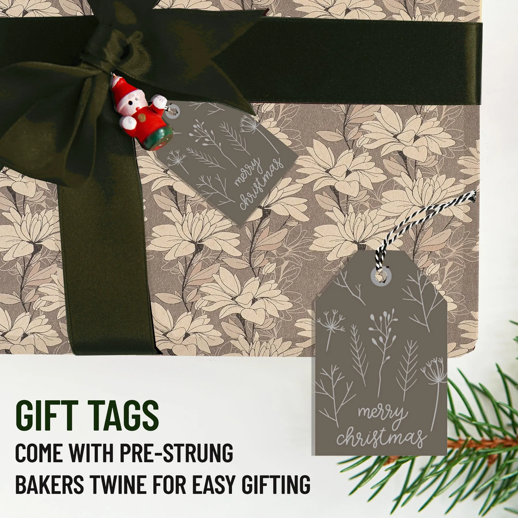 K-Kraft Elegant Christmas and Every Day Wrapping Paper Set: 3 Rolls with Matching Tags