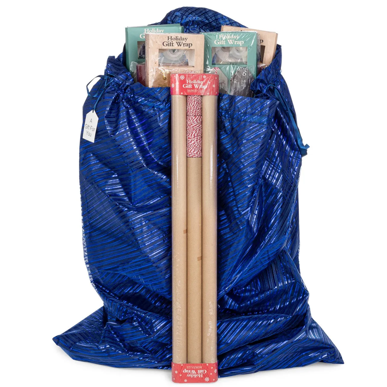 K-Kraft Giant Blue Gift Bag (26 x 35.5 inches) Reusable Easy-to-Use to easily wrap large presents or store wrapping paper and Christmas decorations