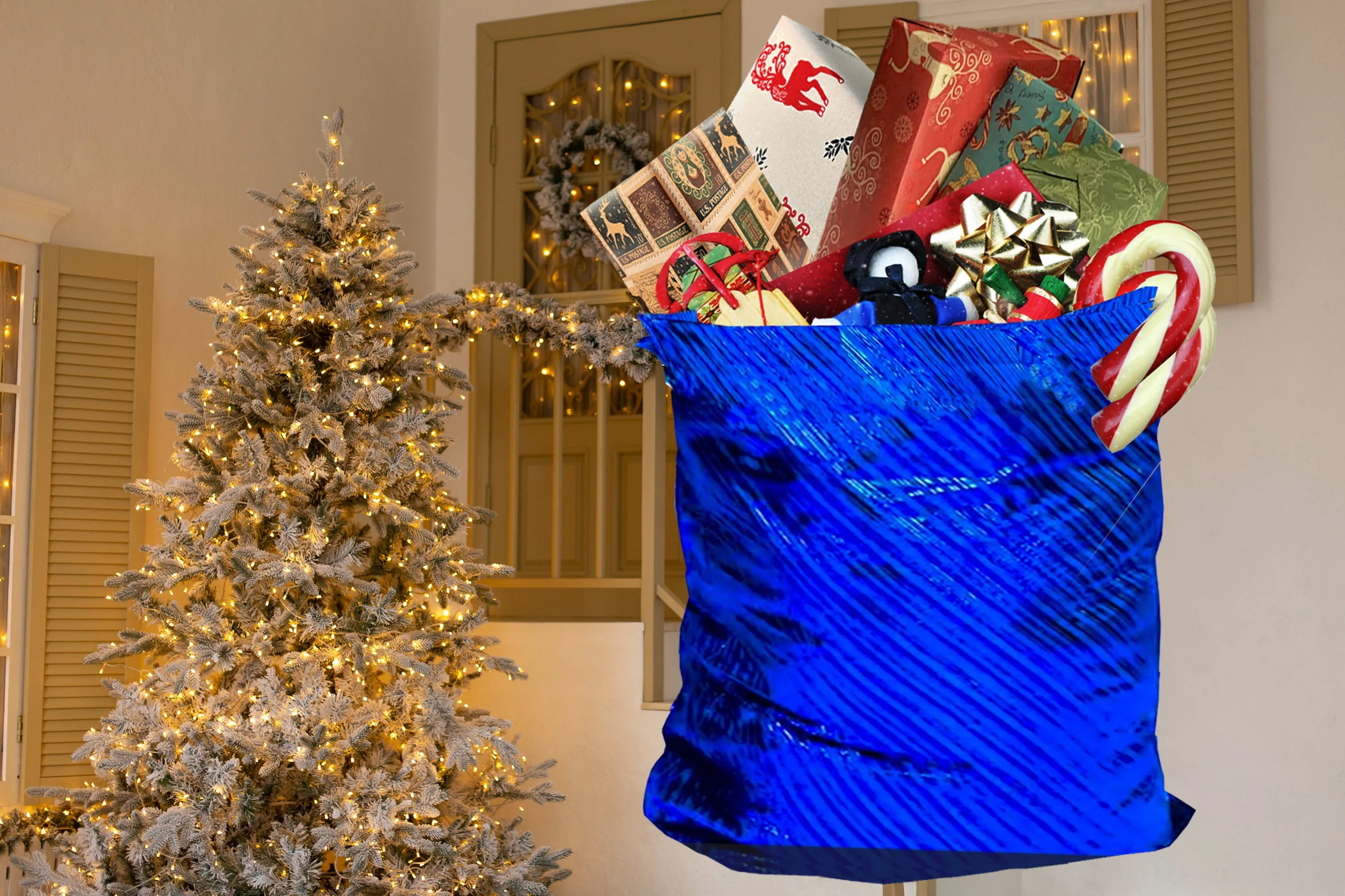 K-Kraft Giant Blue Gift Bag (26 x 35.5 inches) Reusable Easy-to-Use to easily wrap large presents or store wrapping paper and Christmas decorations