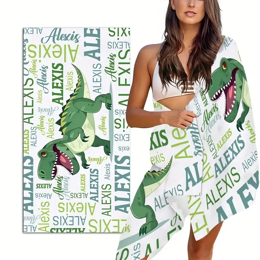 Kid's Personalized Starfish, Dolphin, Seahorse, Mermaid, Dinosaur Beach Towels