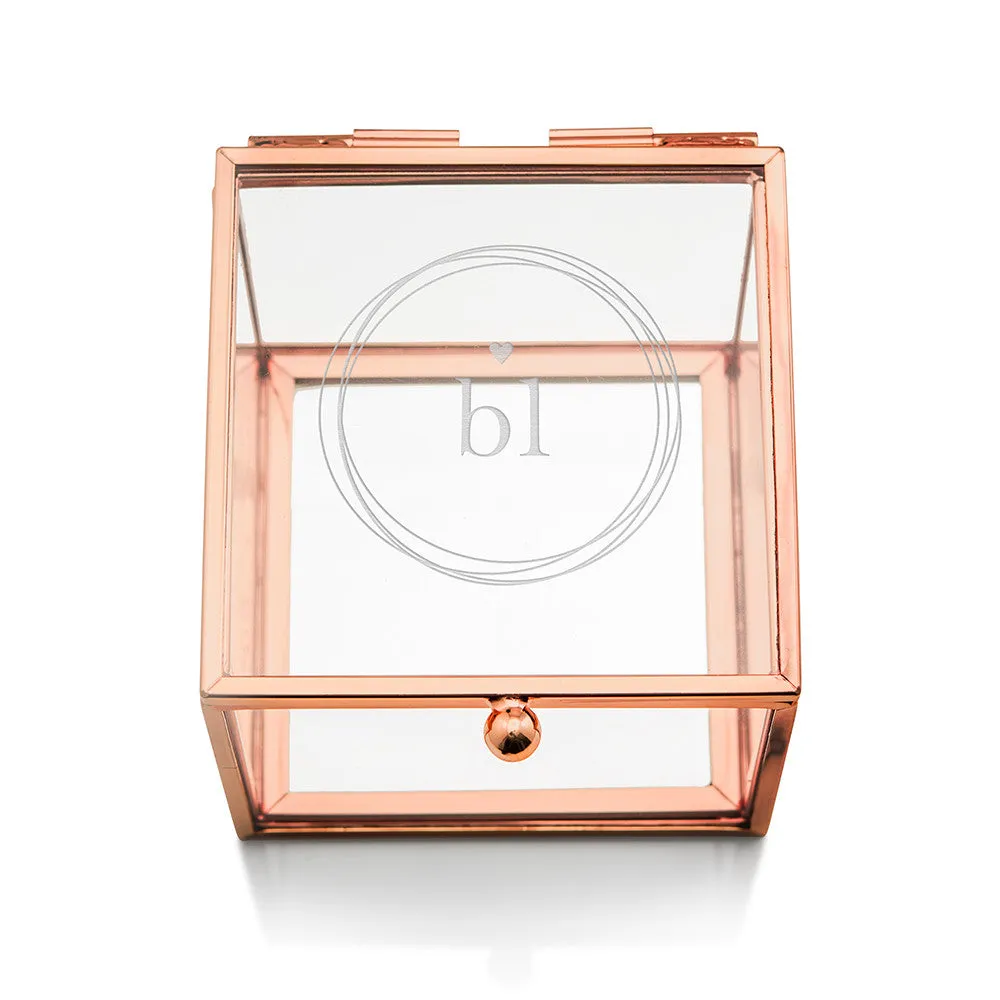 Monogrammed Personalized Rose Gold and Glass Jewelry Box