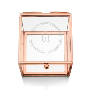 Monogrammed Personalized Rose Gold and Glass Jewelry Box