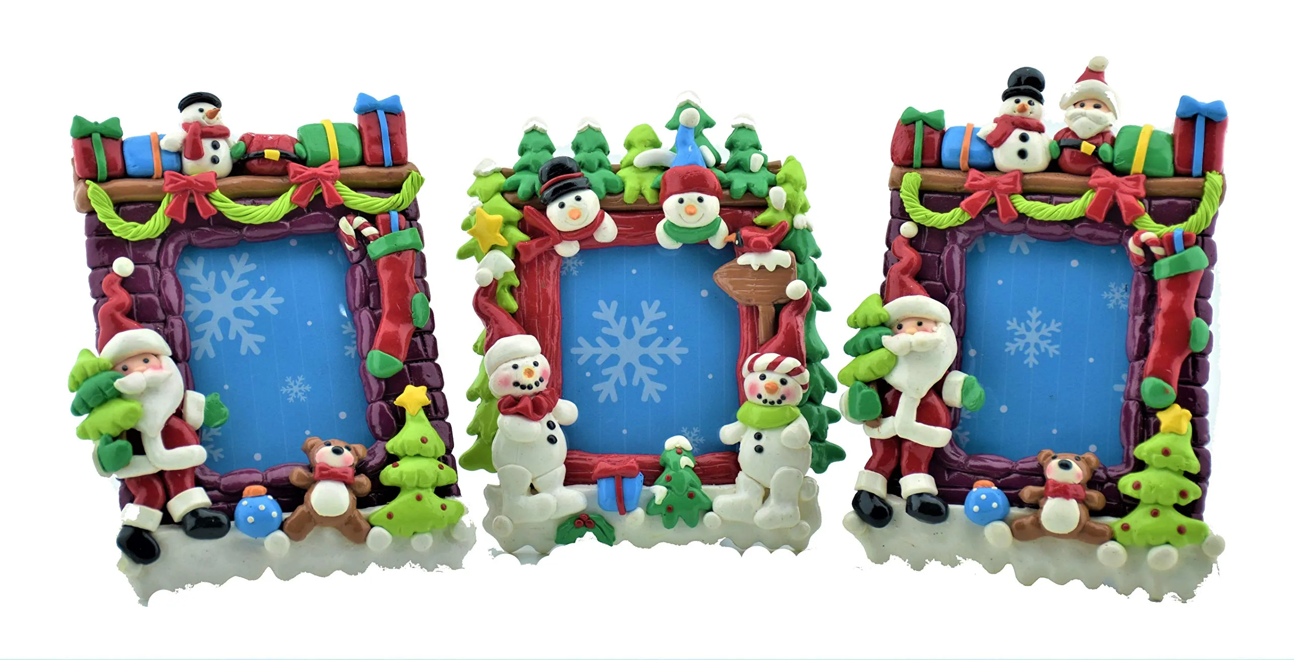 My Party Suppliers Merry Xmas 3D Photo Frame Ornaments Glass Photo Frames Desktop Craft Home Decor Birthday Gifts Love Picture Frame for Gift/Christmas Gift (1 pcs Random Design)