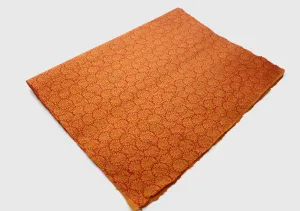 Orange with Red Flower Printed Handmade Gift Wrapping Lokta Paper Sheets