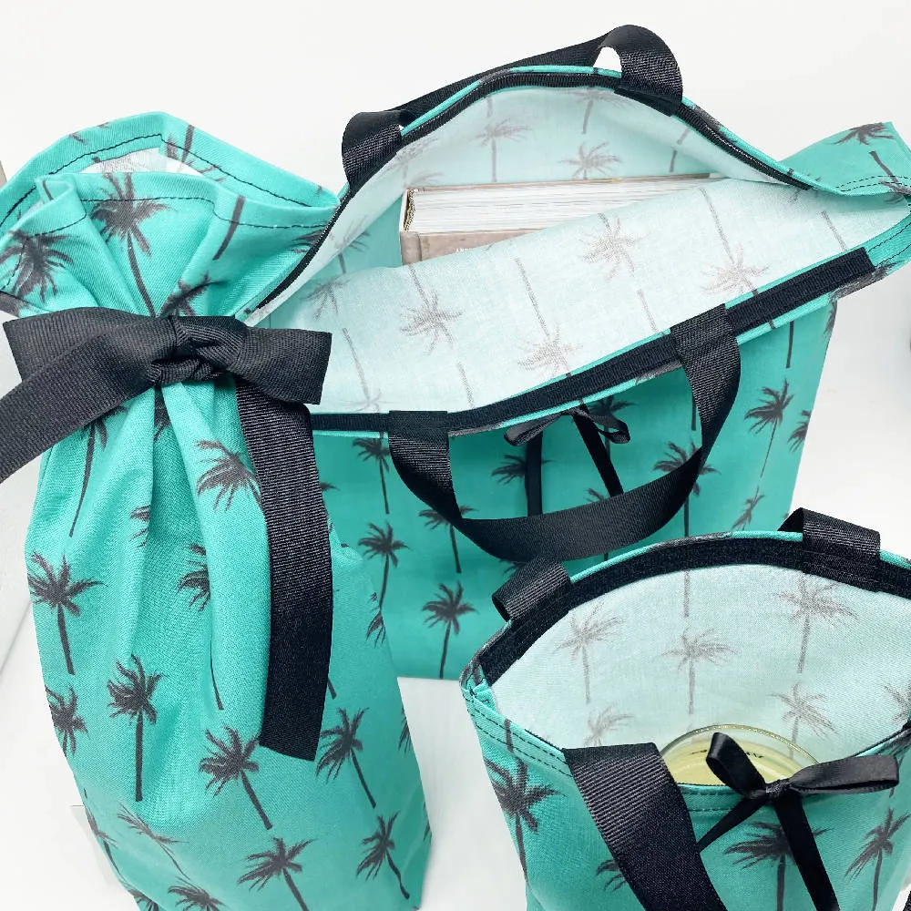 Palm Tree Reusable Cloth Gift Bags - Set of 5