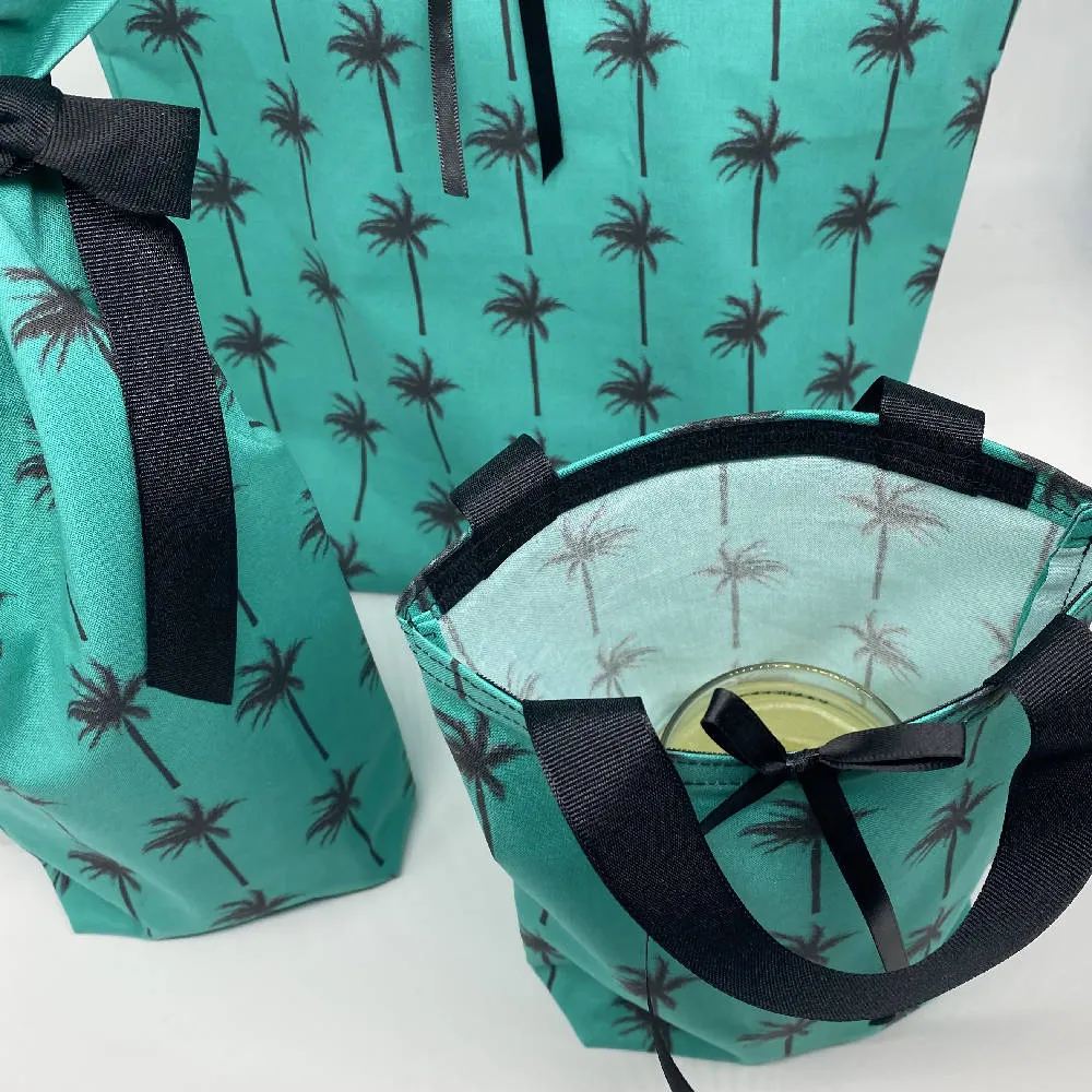 Palm Tree Reusable Cloth Gift Bags - Set of 5